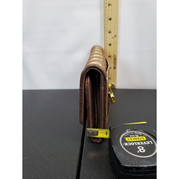 Brentano Trifold Wallet Womens Brown Leather Credit Card Holder Signature Logo - Picture 5 of 12